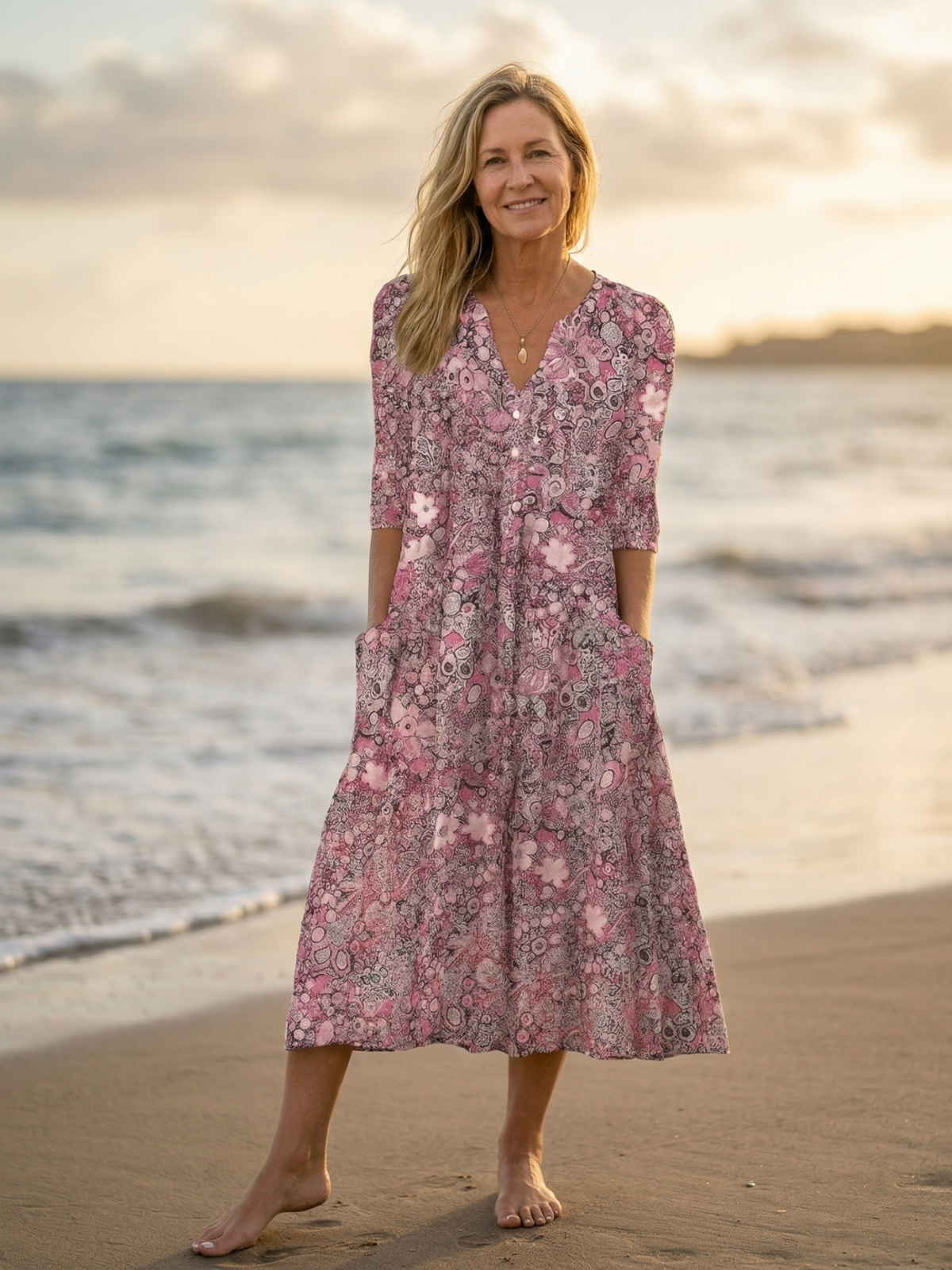 Alicia Graceful V-Neck Elegance Midi Dress