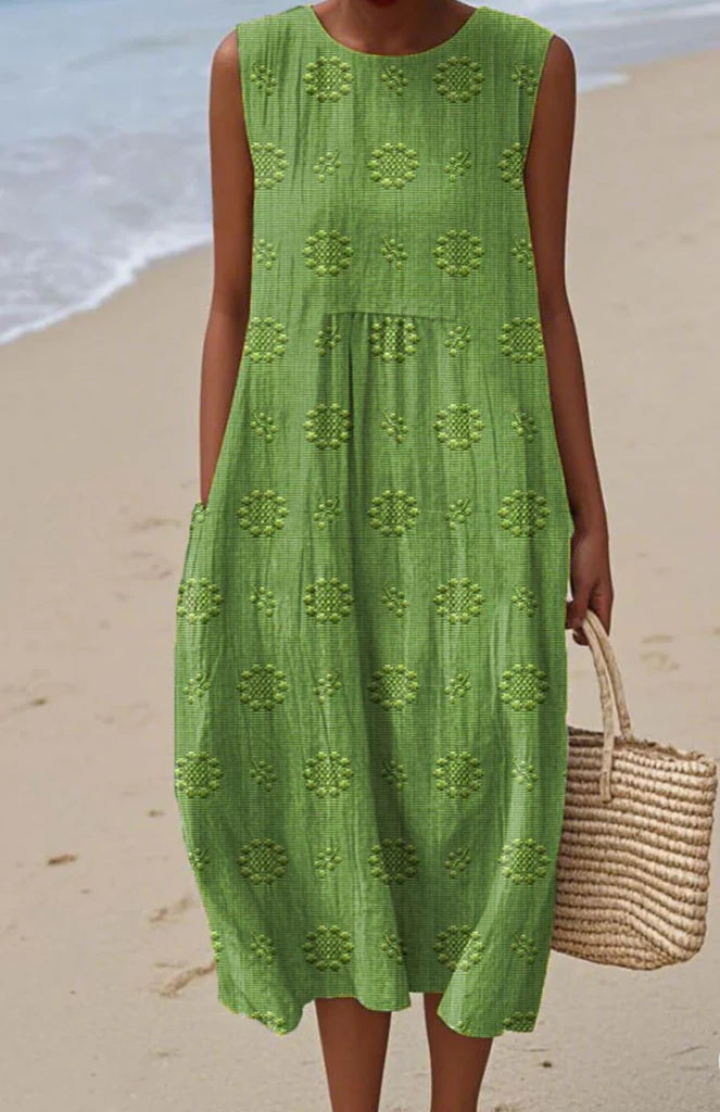 Marlen Elegant Sleeveless Cotton Pocket Dress