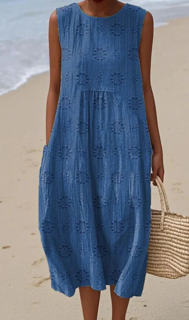 Marlen Elegant Sleeveless Cotton Pocket Dress