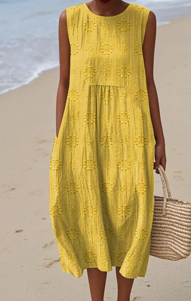 Marlen Elegant Sleeveless Cotton Pocket Dress