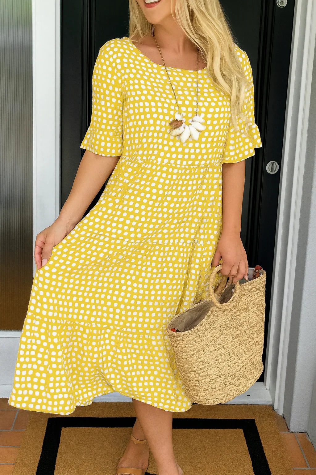 Tessa Sable Short - Sleeve Midi Dress