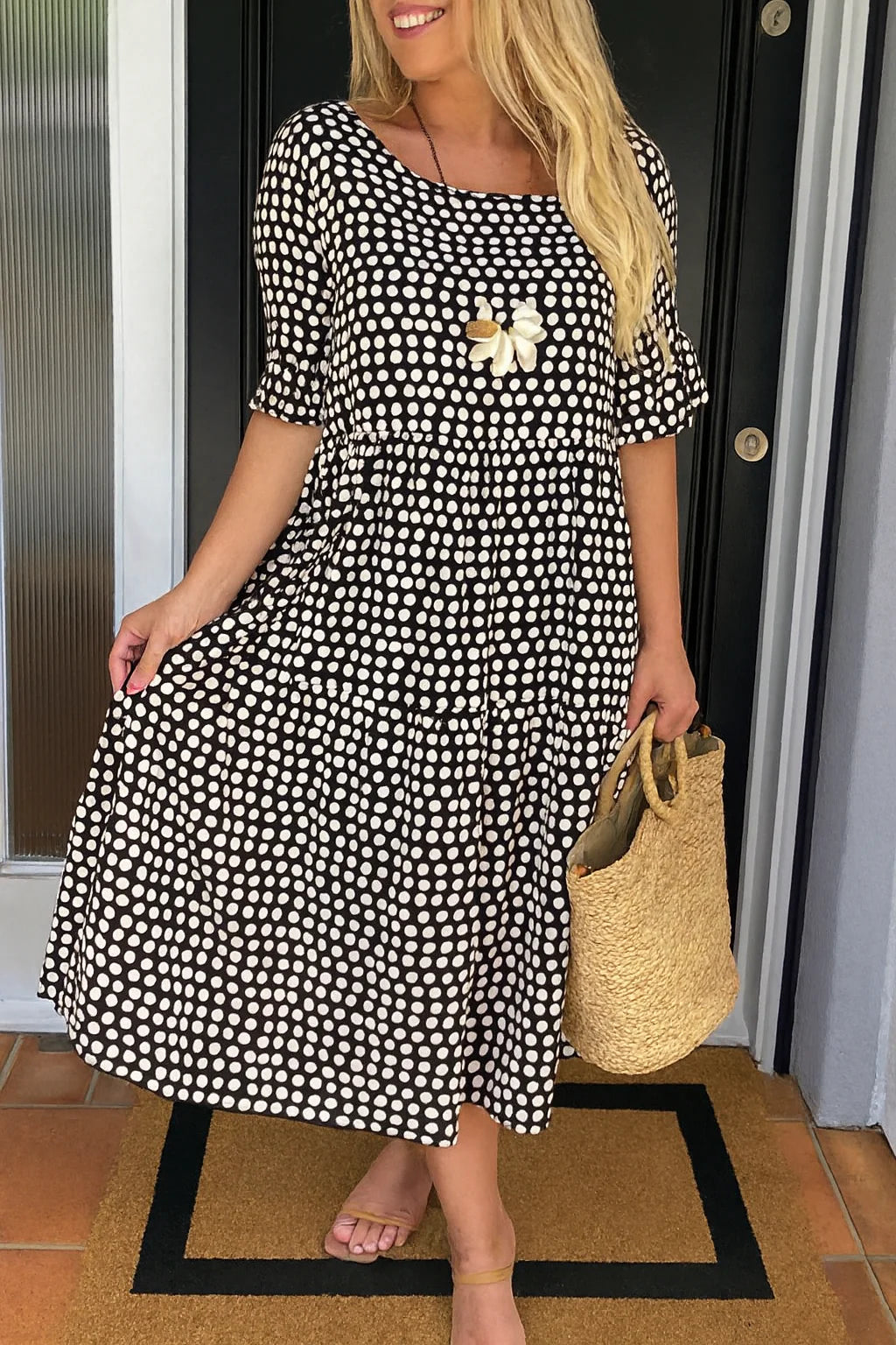 Tessa Sable Short - Sleeve Midi Dress