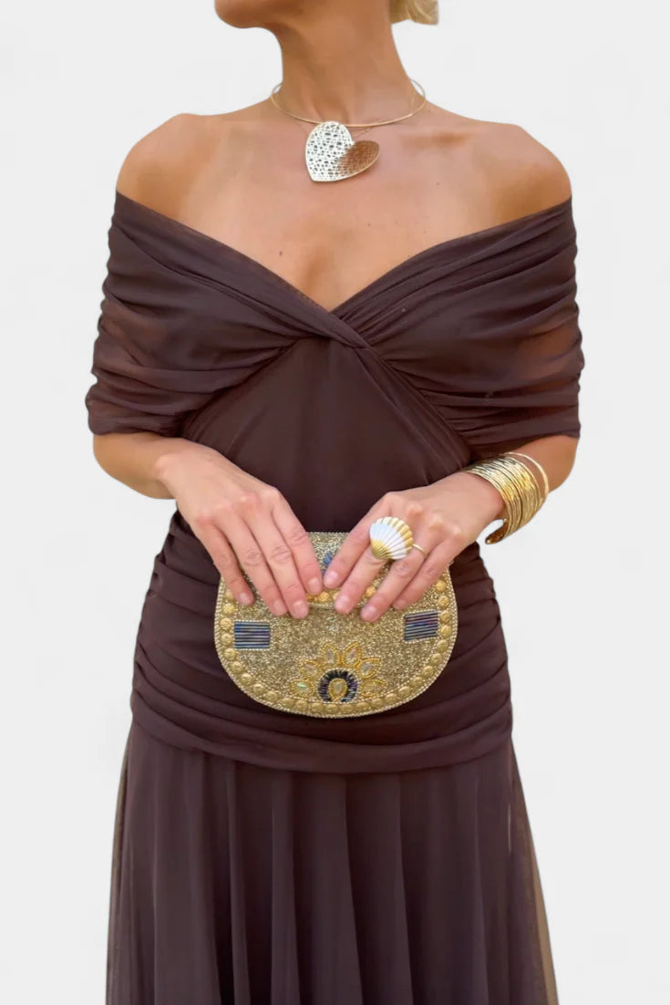 Zerelle Long Floral V Neck Dress