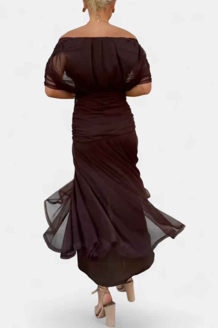 Zerelle Long Floral V Neck Dress