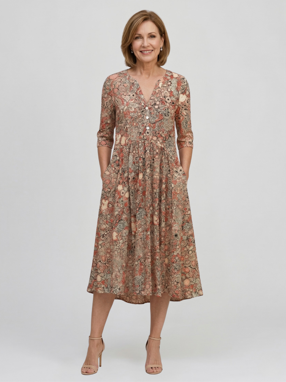 Alicia Graceful V-Neck Elegance Midi Dress