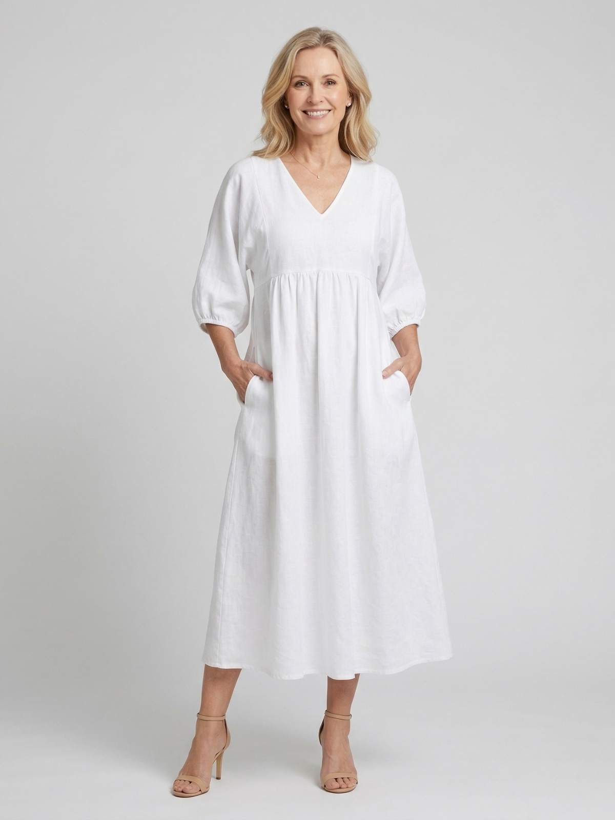 Katherine V-Neck Flowing Maxi Dress