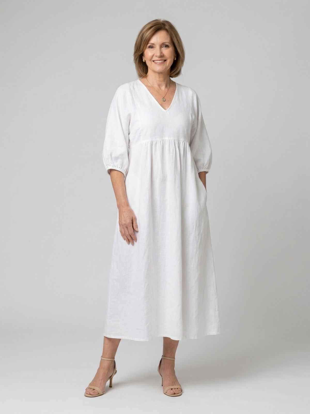 Katherine V-Neck Flowing Maxi Dress