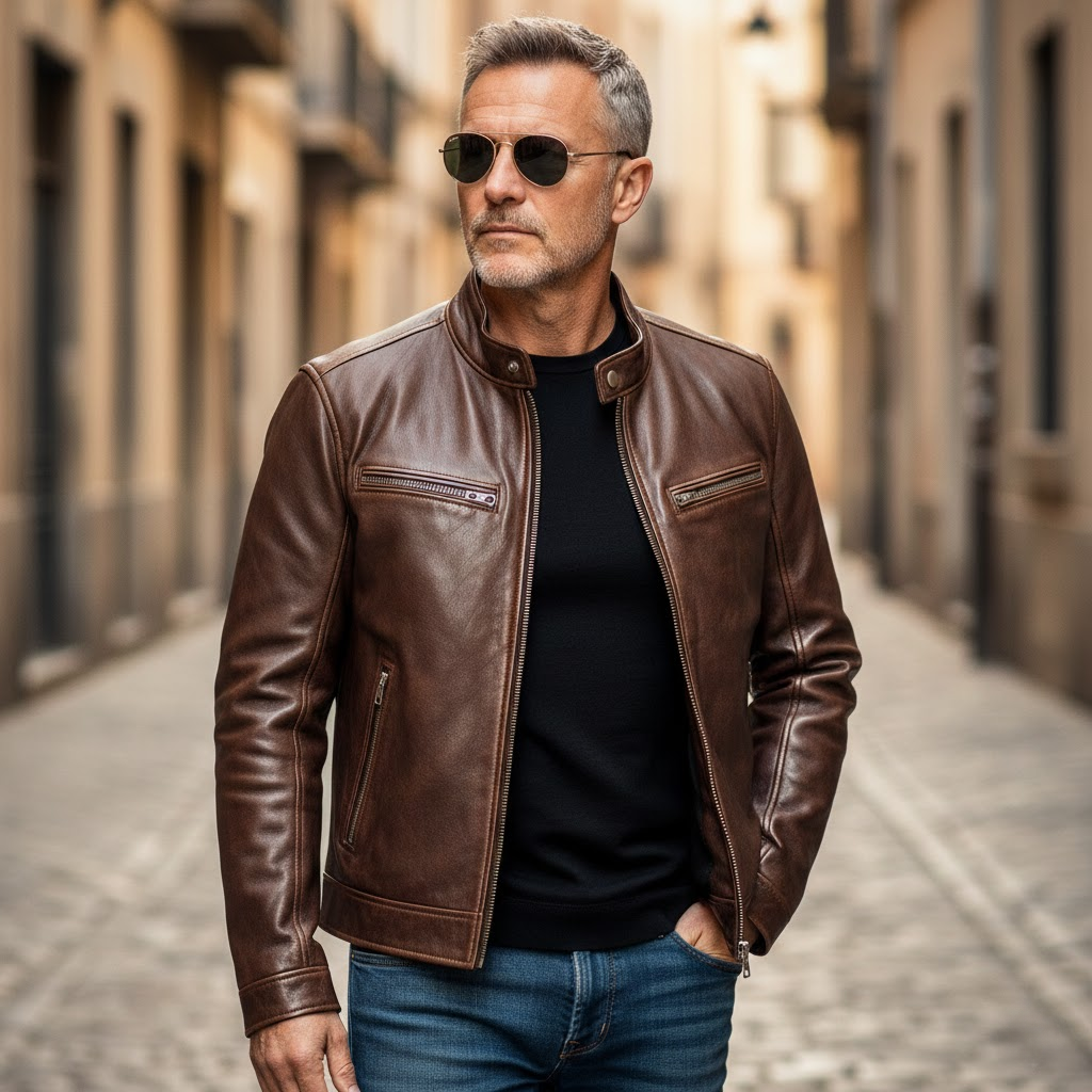Enzo | Classic Moto Leather Jacket