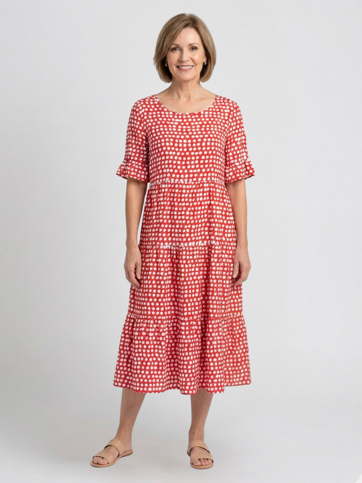 red short sleeve midi dress Red Side Tie Short Sleeve Maternity Midi Dress
