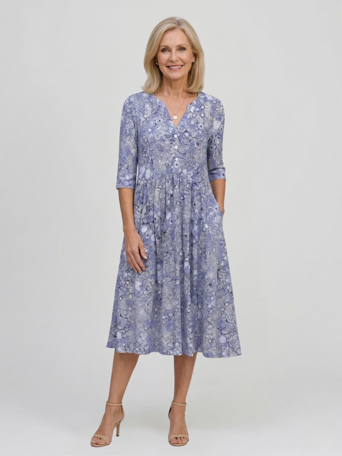 Alicia Graceful V-Neck Elegance Midi Dress