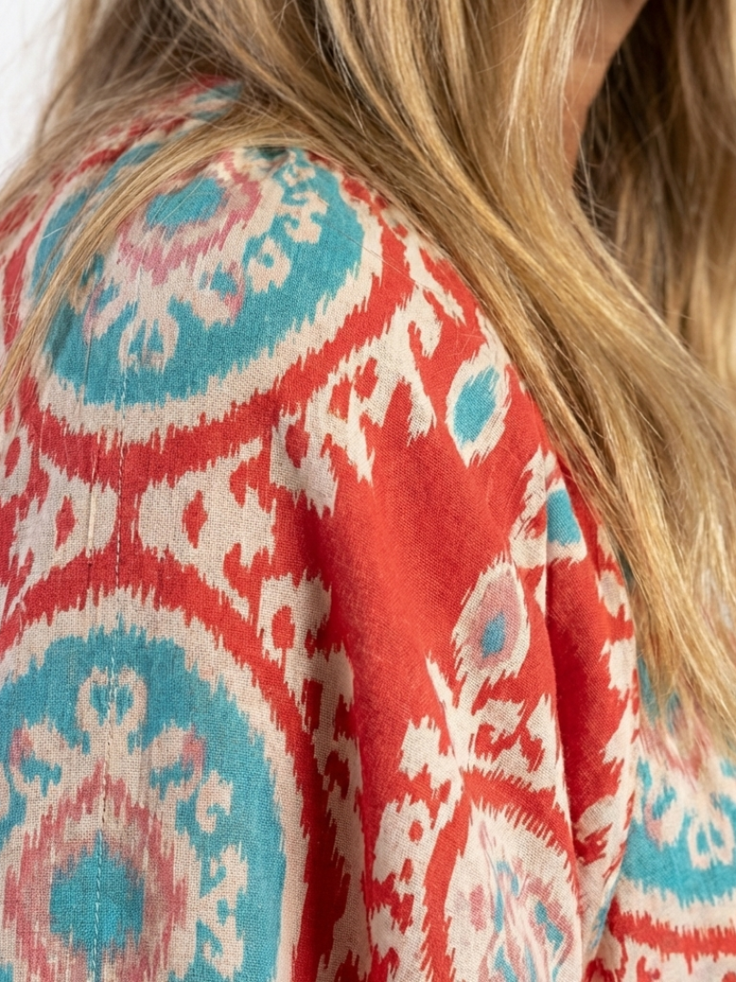 Zaria | Paisley Print V Neck Short Sleeve Midi Dress