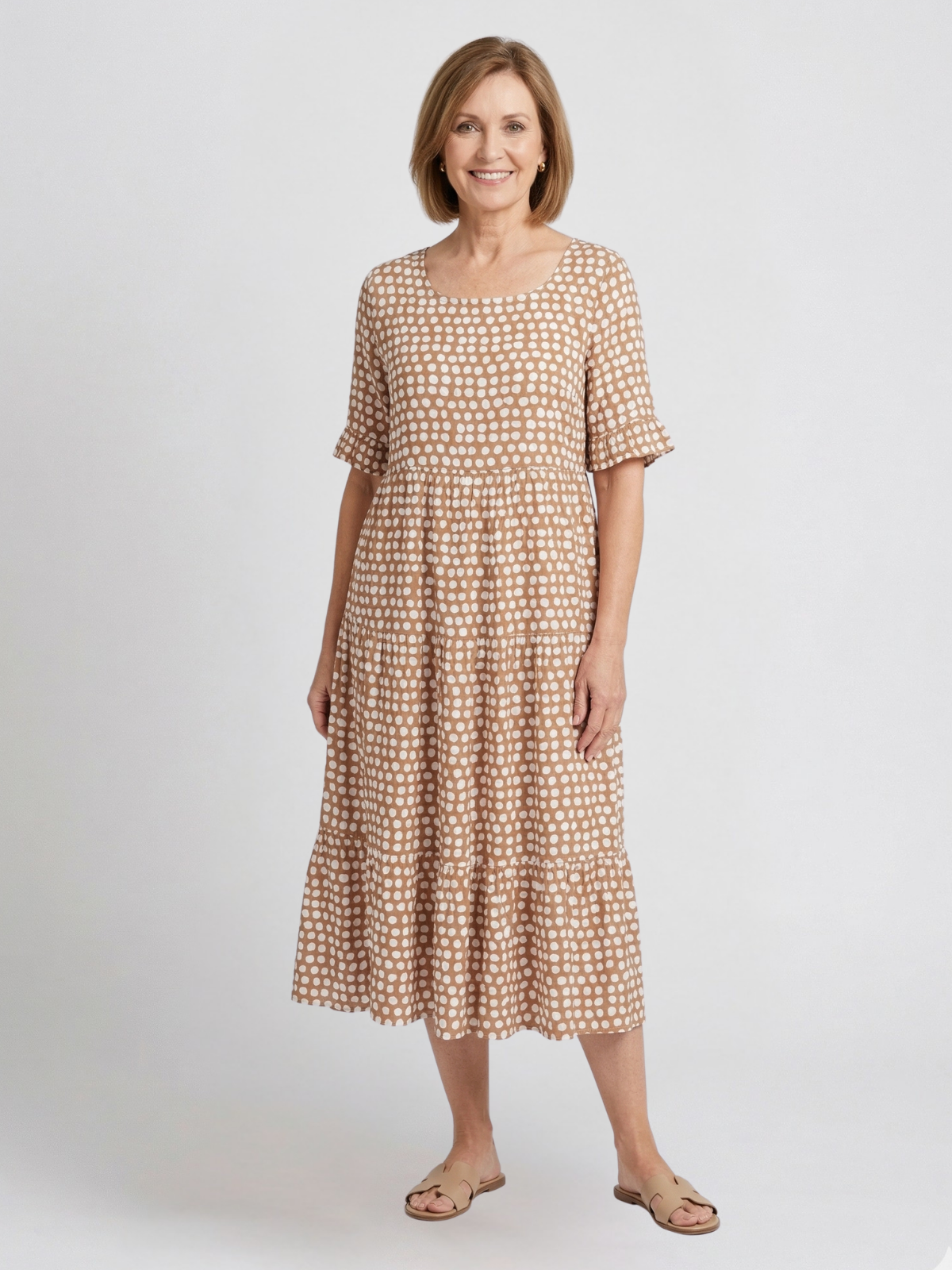 Tessa Sable Short - Sleeve Midi Dress
