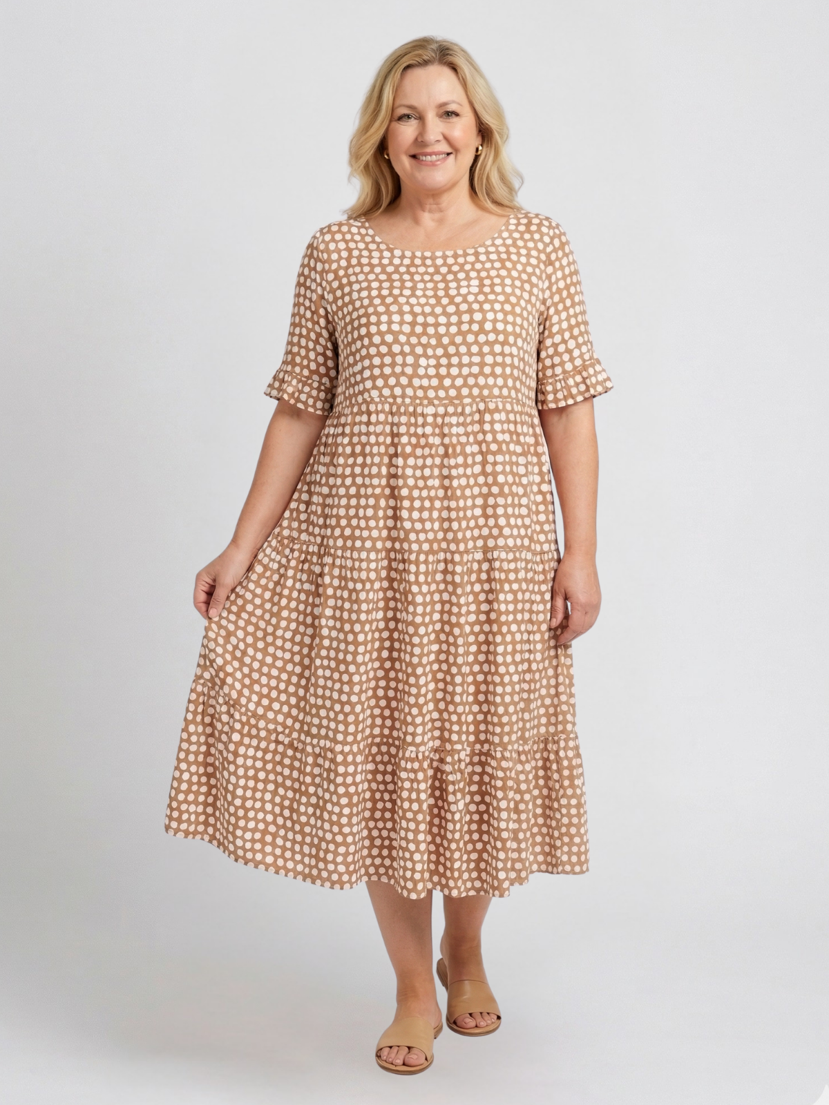 Tessa Sable Short - Sleeve Midi Dress