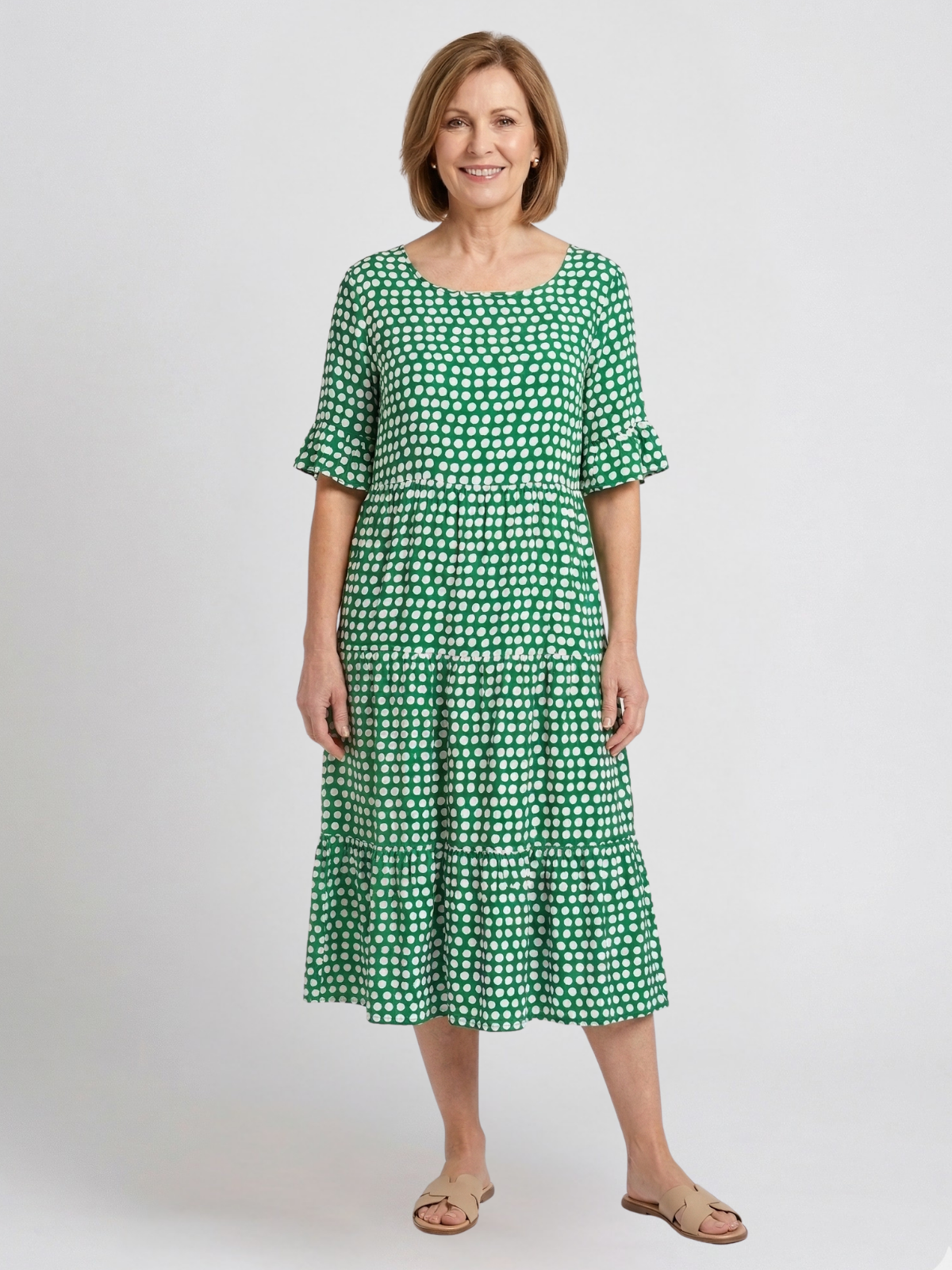 Tessa Sable Short - Sleeve Midi Dress