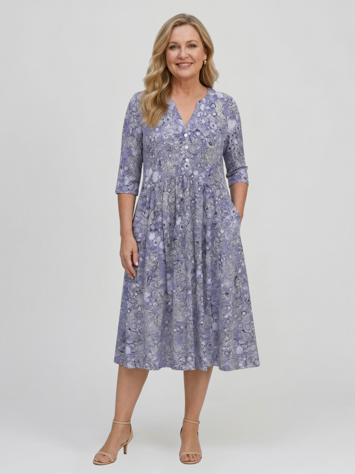 Alicia Graceful V-Neck Elegance Midi Dress