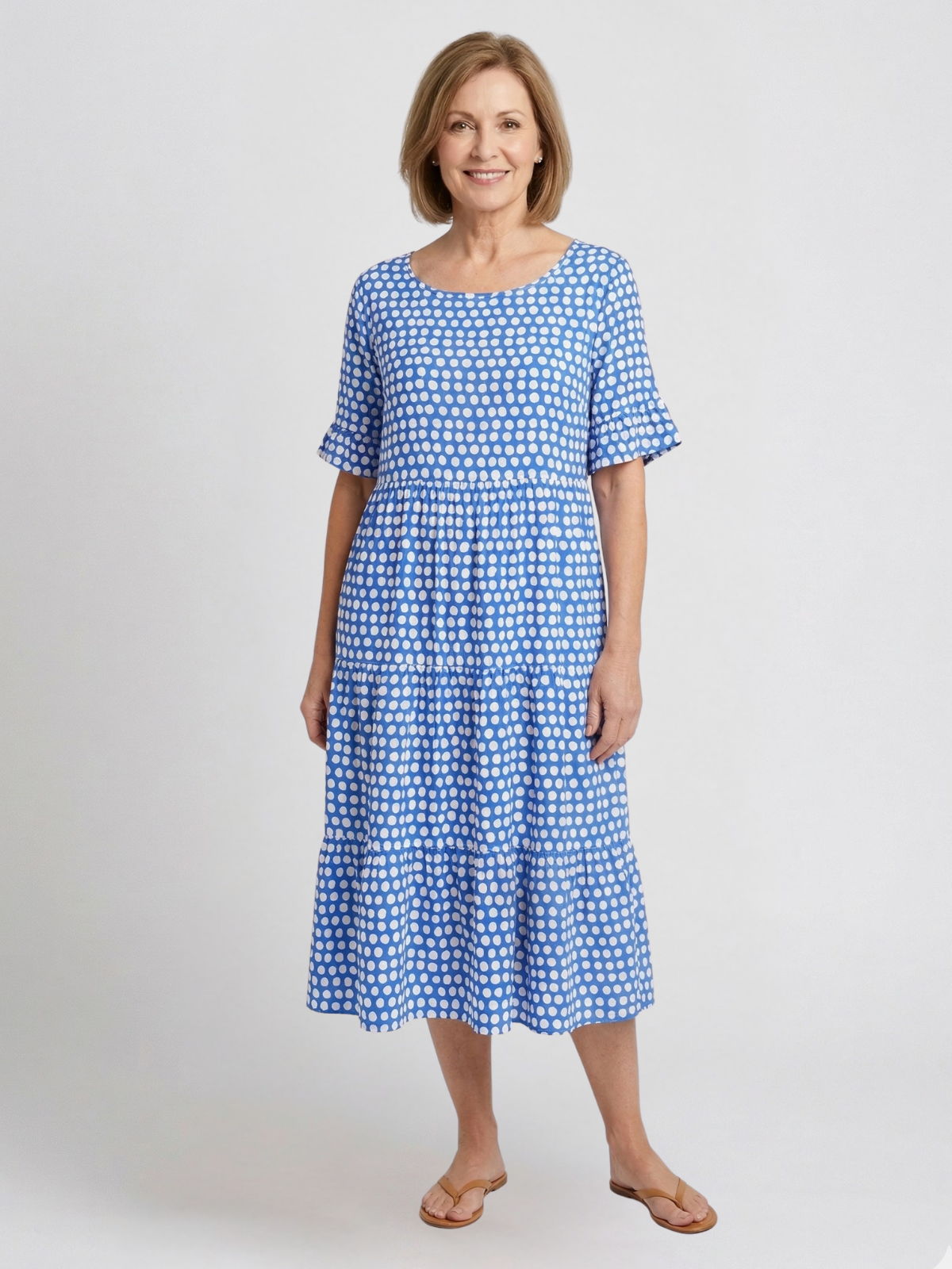 Tessa Sable Short - Sleeve Midi Dress