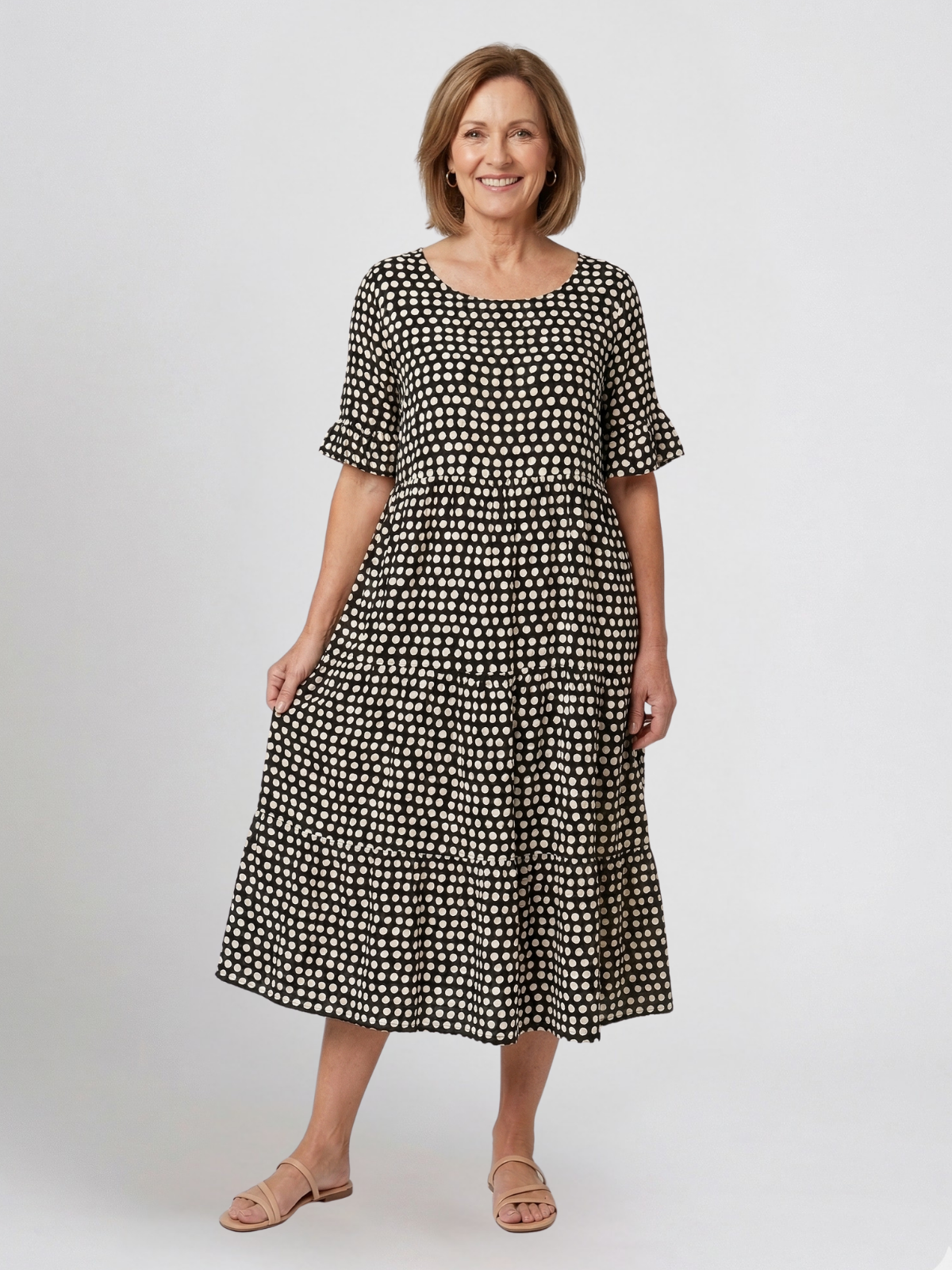 Tessa Sable Short - Sleeve Midi Dress