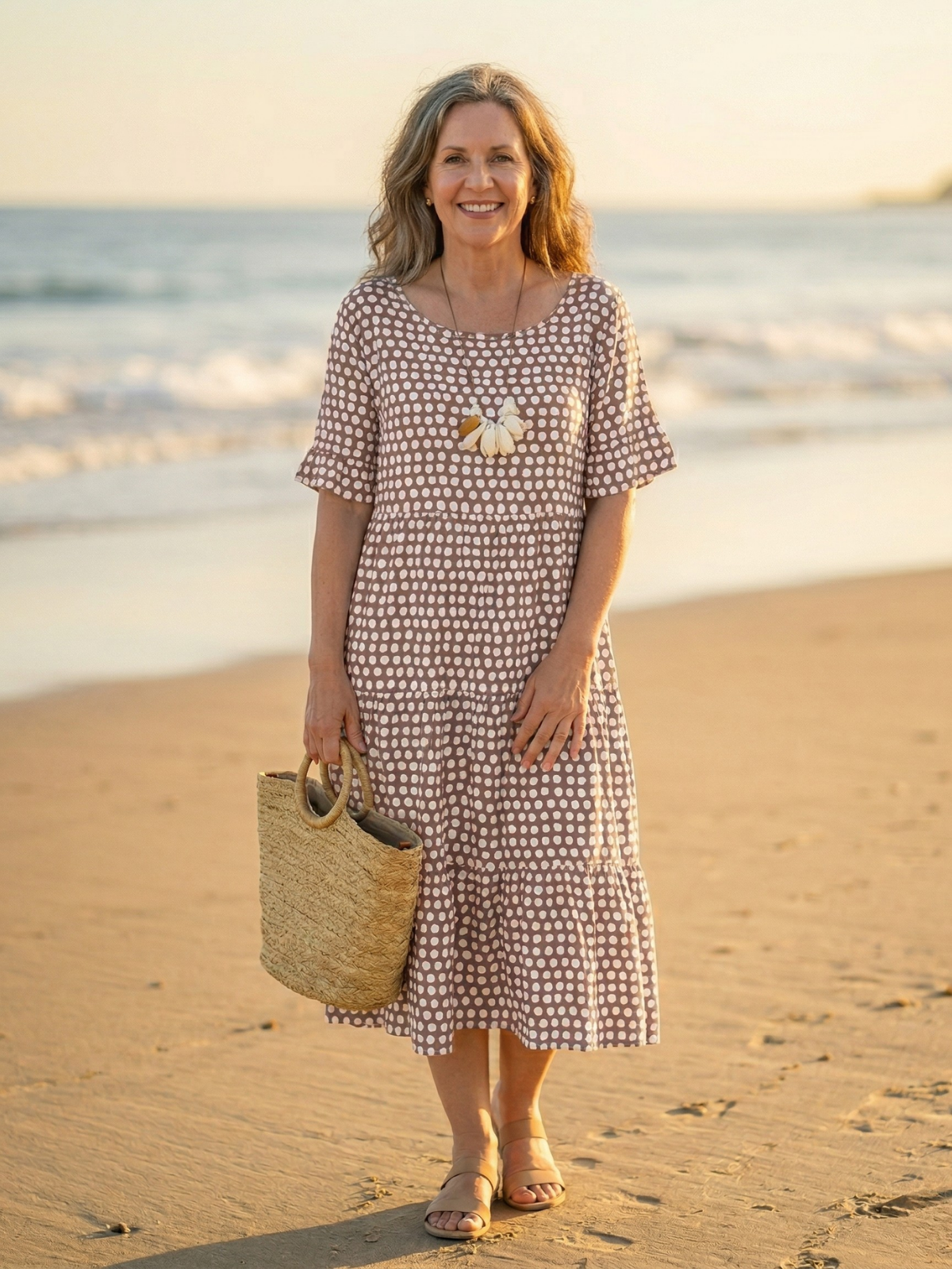 Tessa Sable Short - Sleeve Midi Dress