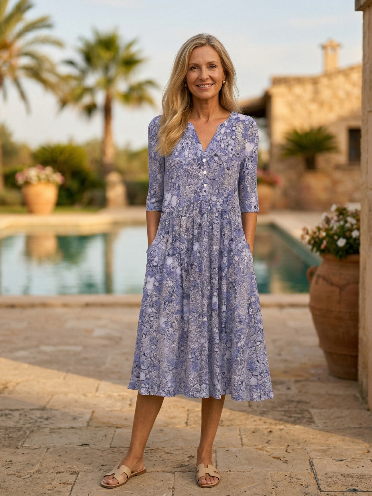 Alicia Graceful V-Neck Elegance Midi Dress