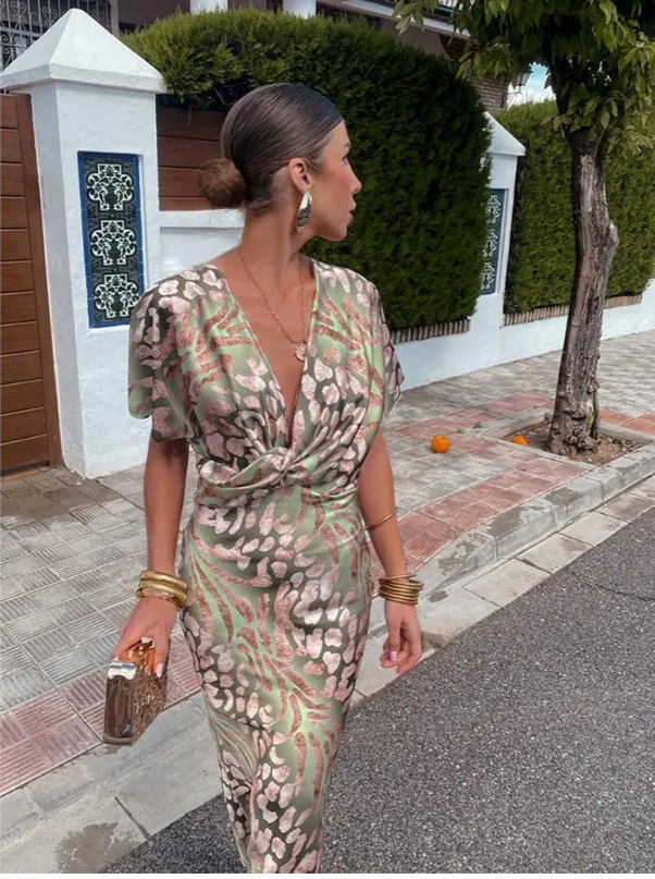 Bianca Copper Midi Dress