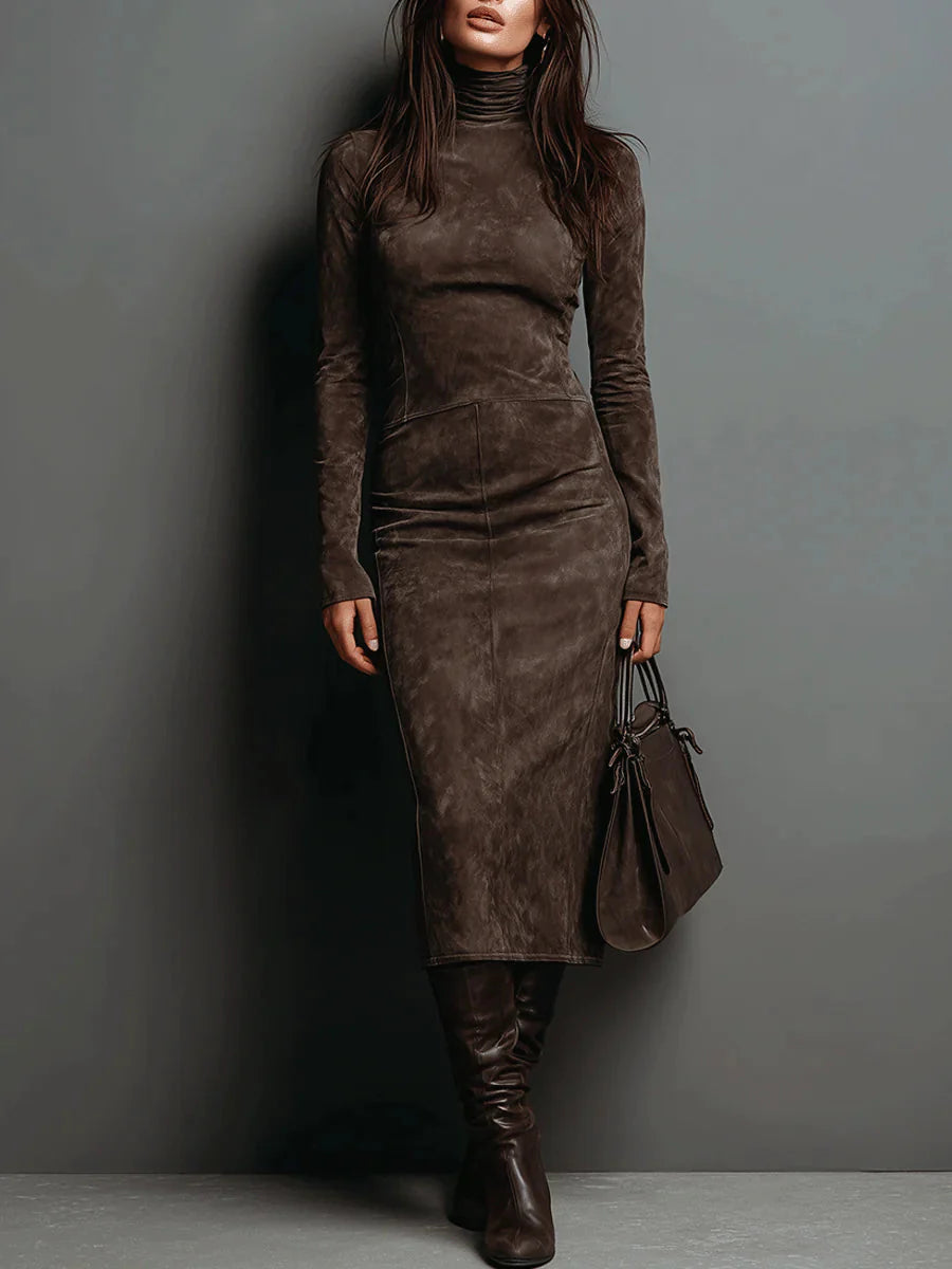 Edyth | Elegant Suede Maxi Dress
