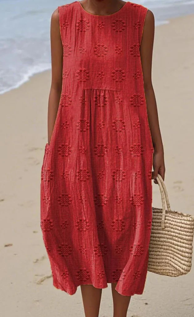 Marlen Elegant Sleeveless Cotton Pocket Dress