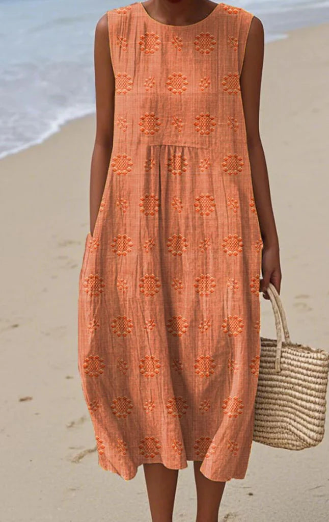 Marlen Elegant Sleeveless Cotton Pocket Dress