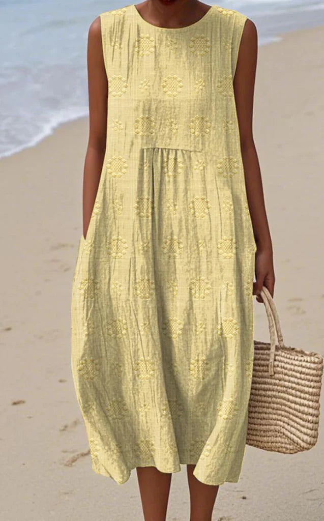 Marlen Elegant Sleeveless Cotton Pocket Dress