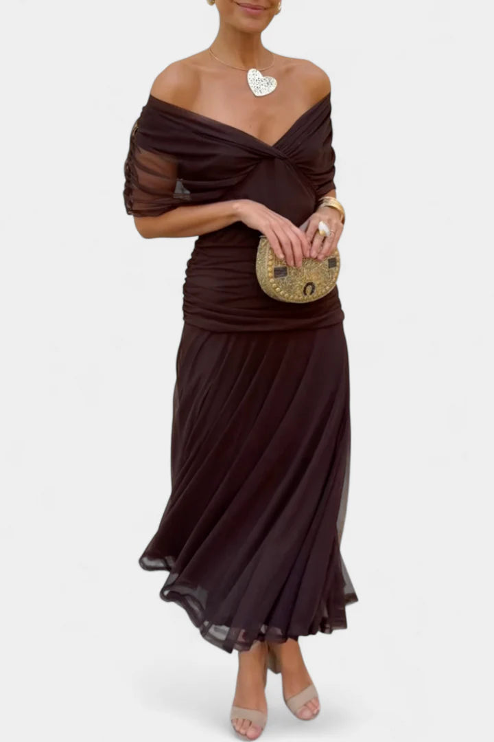 Zerelle Long Floral V Neck Dress