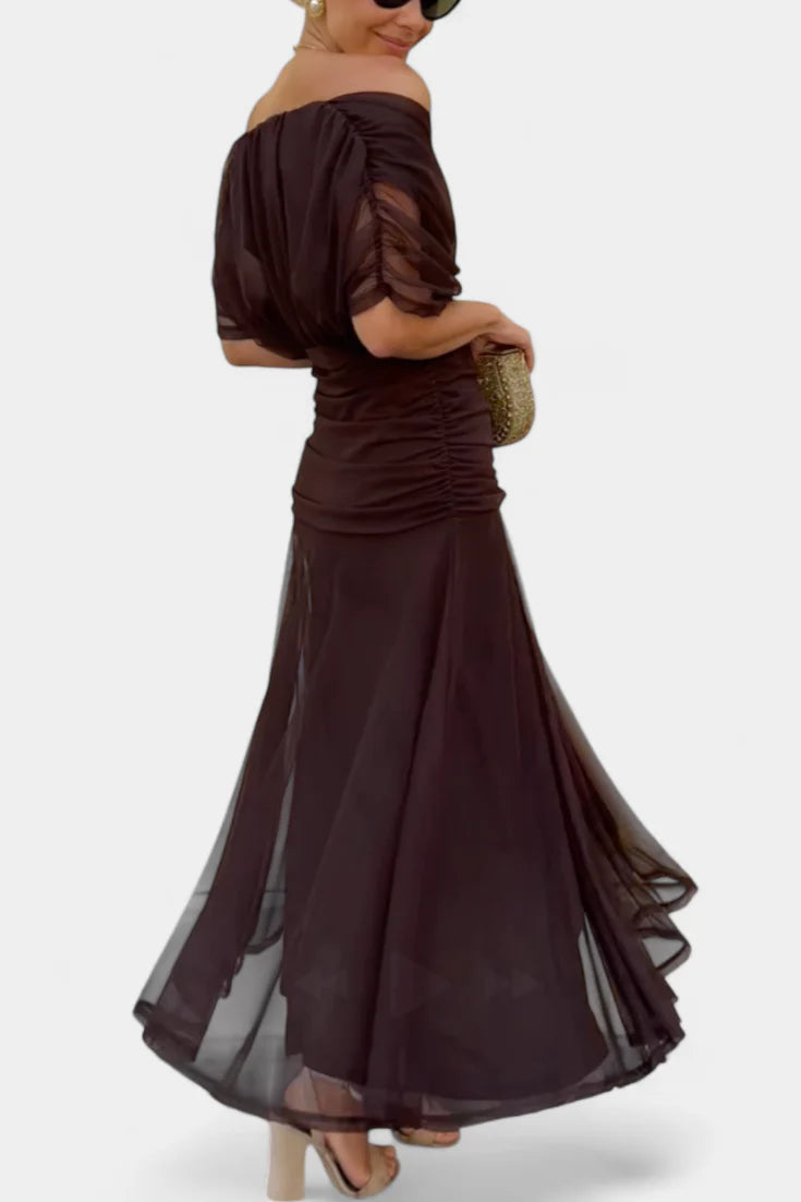 Zerelle Long Floral V Neck Dress