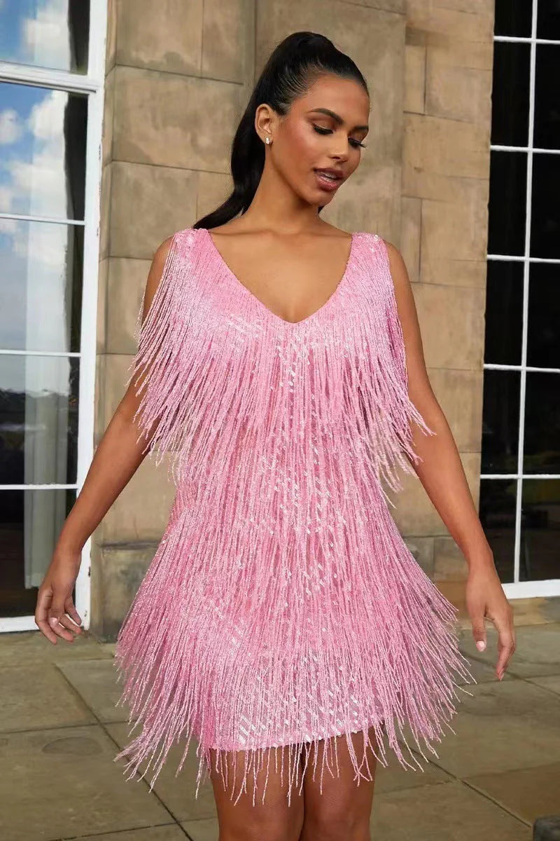 Grace Elegant Fringe Party Dress