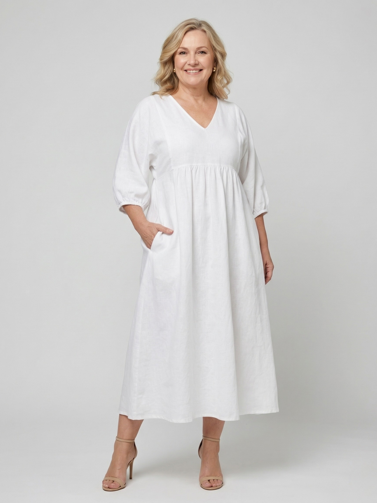 Katherine V-Neck Flowing Maxi Dress