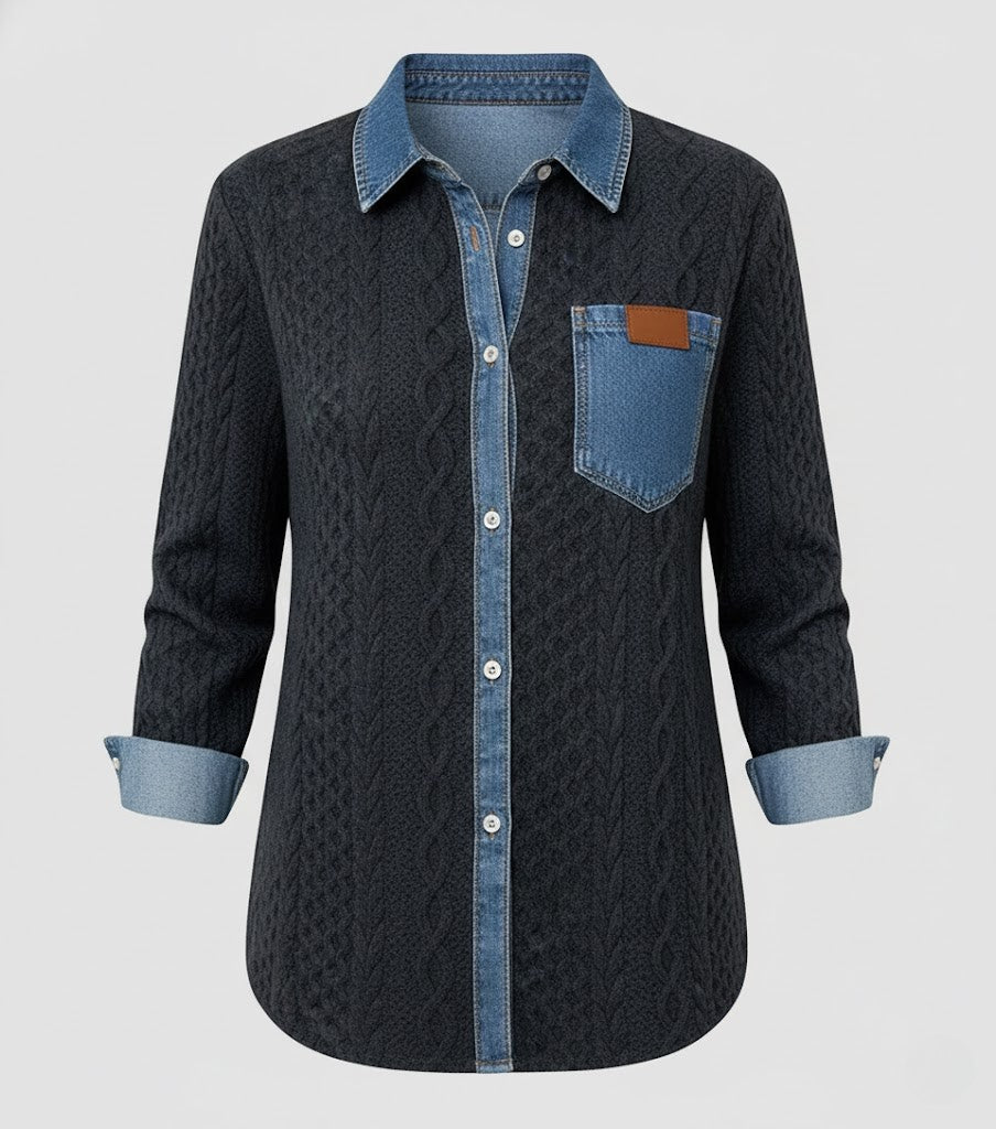 Angela | Patchwork Top with Denim Details