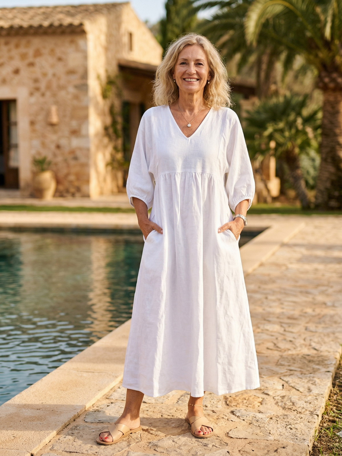 Katherine V-Neck Flowing Maxi Dress
