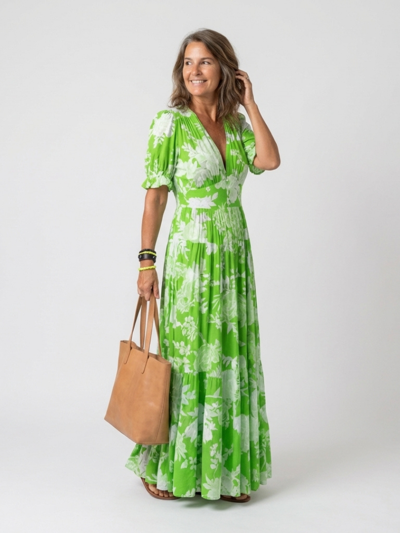short sleeve floral midi dress Ione