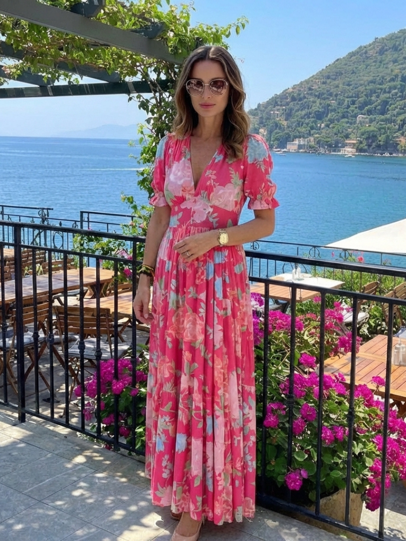 v neck floral midi dress Ione