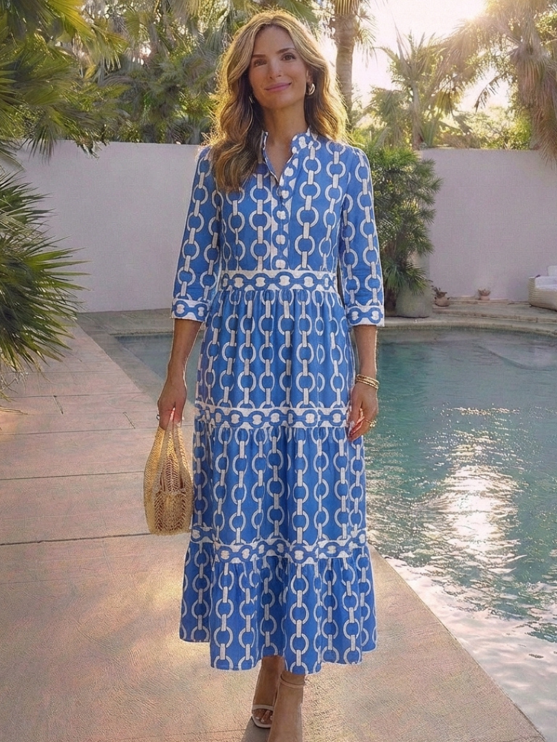 three quarter sleeve midi dresses Ysolde