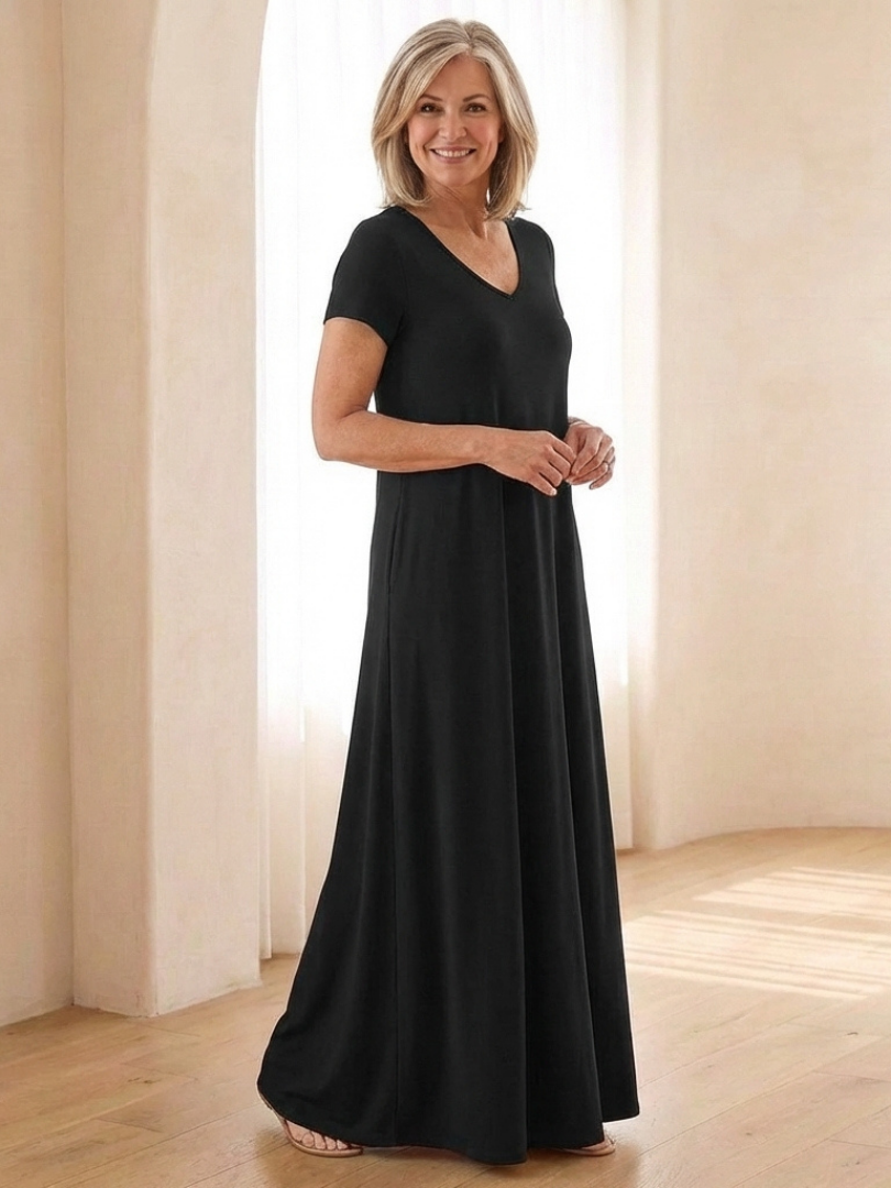 knee length dresses for ladies The Short-Sleeve Puff Midi Dress main image 1